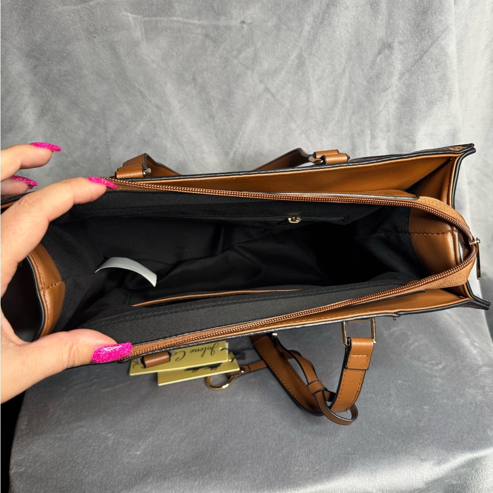 Elegant Brown Patterned Tote - Picture 3 of 3